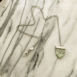 Express Necklace‎ Faux Turquoise Blue/Green Silver Toned Metal Pendant Long